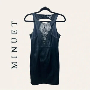 1160.MINUET SEMI FORMAL DRESS WITH BEADING SIZE‎ MEDIUM SHIMMER NAVY BLUE BEADED